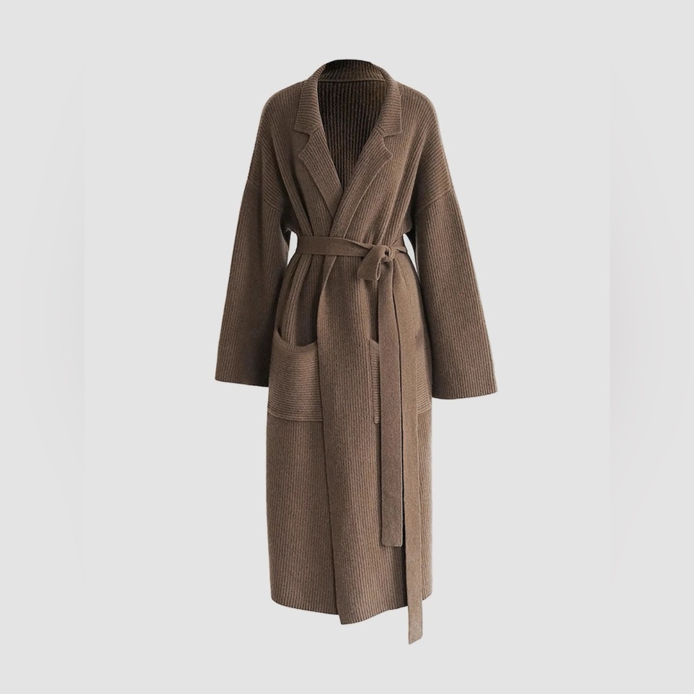 Commence solid knit camel trench coat nwt